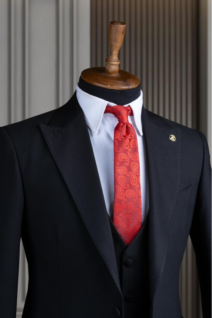 Alfa Suit Slim Fit Koyu Gri Düz Takım Elbise