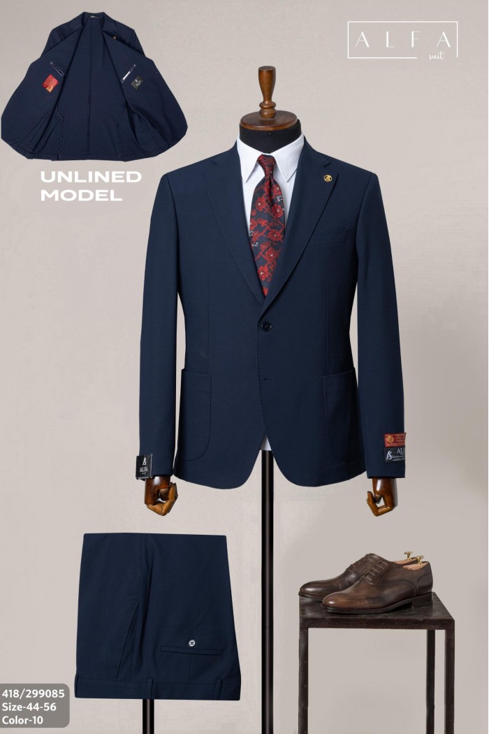 Alfa Suit Slim Fit Açık Gri Düz Takım Elbise