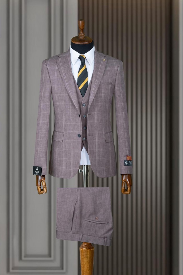 Alfa Suit Slim Fit Koyu Gri Düz Takım Elbise