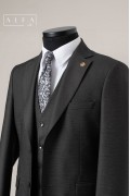 Alfa Suit Slim Fit Koyu Gri Düz Takım Elbise