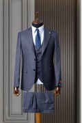 Alfa Suit Slim Fit Koyu Gri Düz Takım Elbise