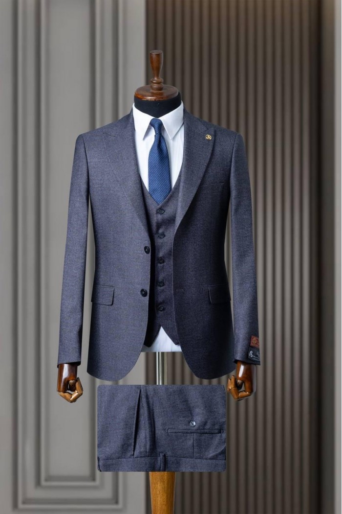 Alfa Suit Slim Fit Koyu Gri Düz Takım Elbise