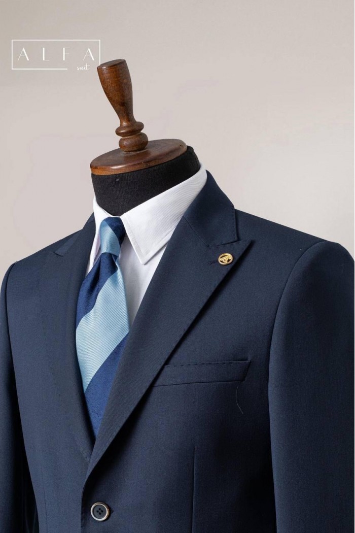 Alfa Suit Slim Fit Koyu Gri Düz Takım Elbise