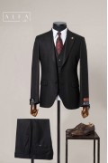 Alfa Suit Slim Fit Açık Gri Düz Takım Elbise