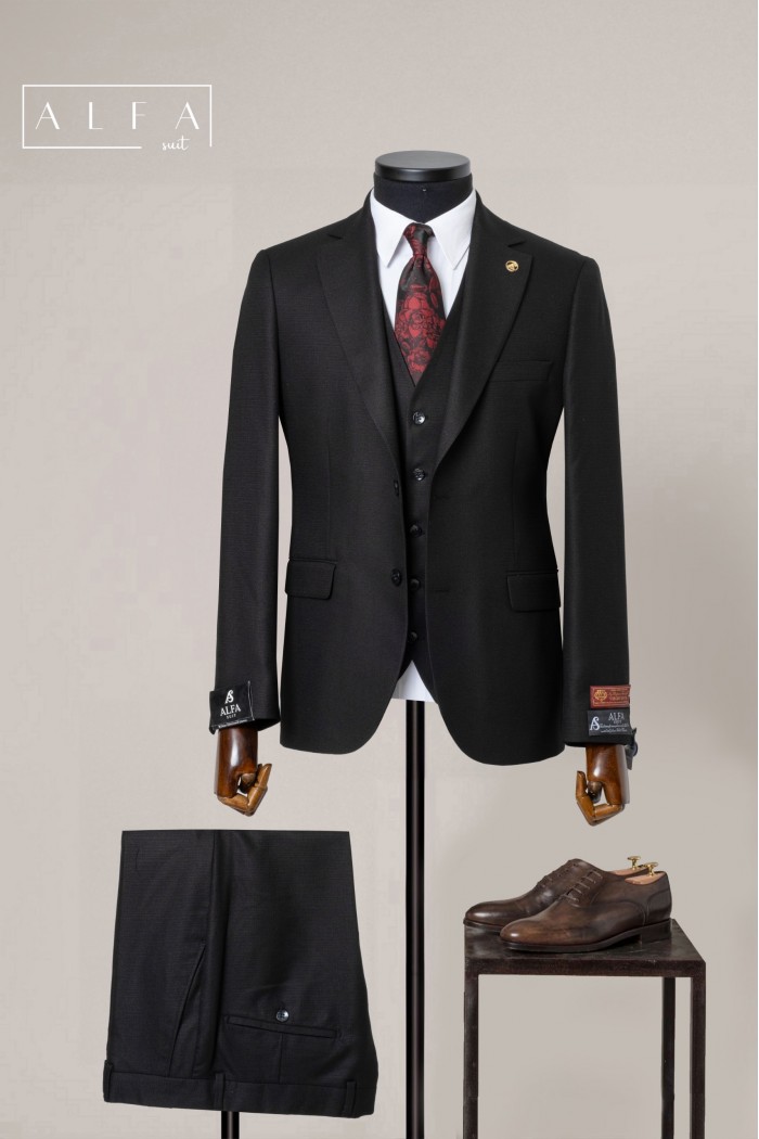 Alfa Suit Slim Fit Açık Gri Düz Takım Elbise