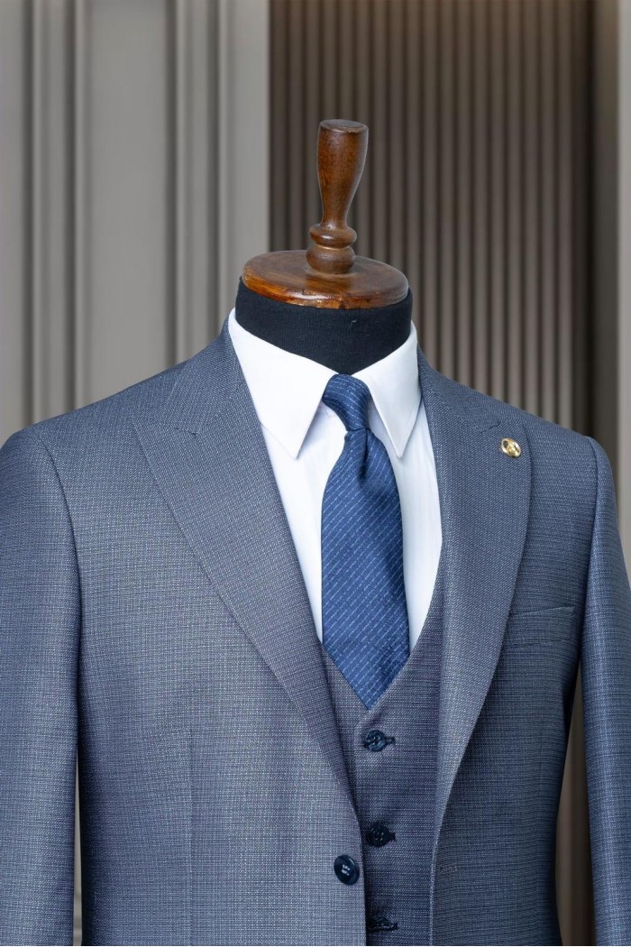 Alfa Suit Slim Fit Koyu Gri Düz Takım Elbise