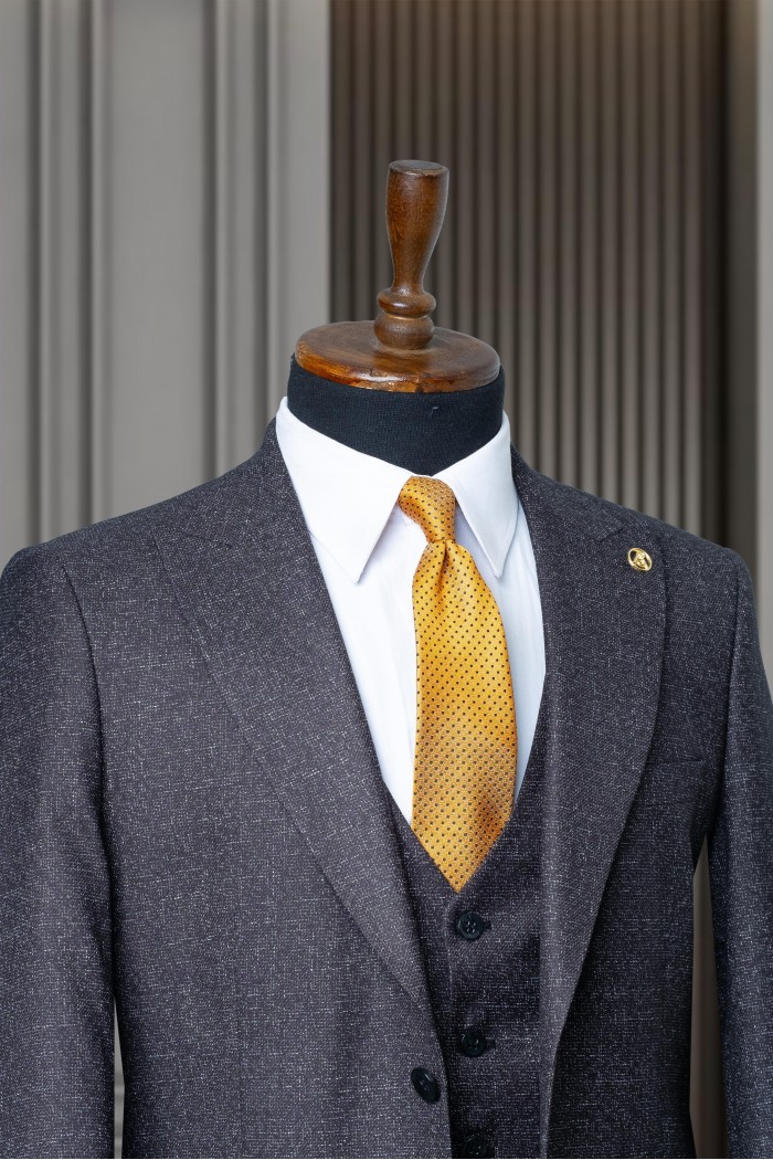 Alfa Suit Slim Fit Koyu Gri Düz Takım Elbise