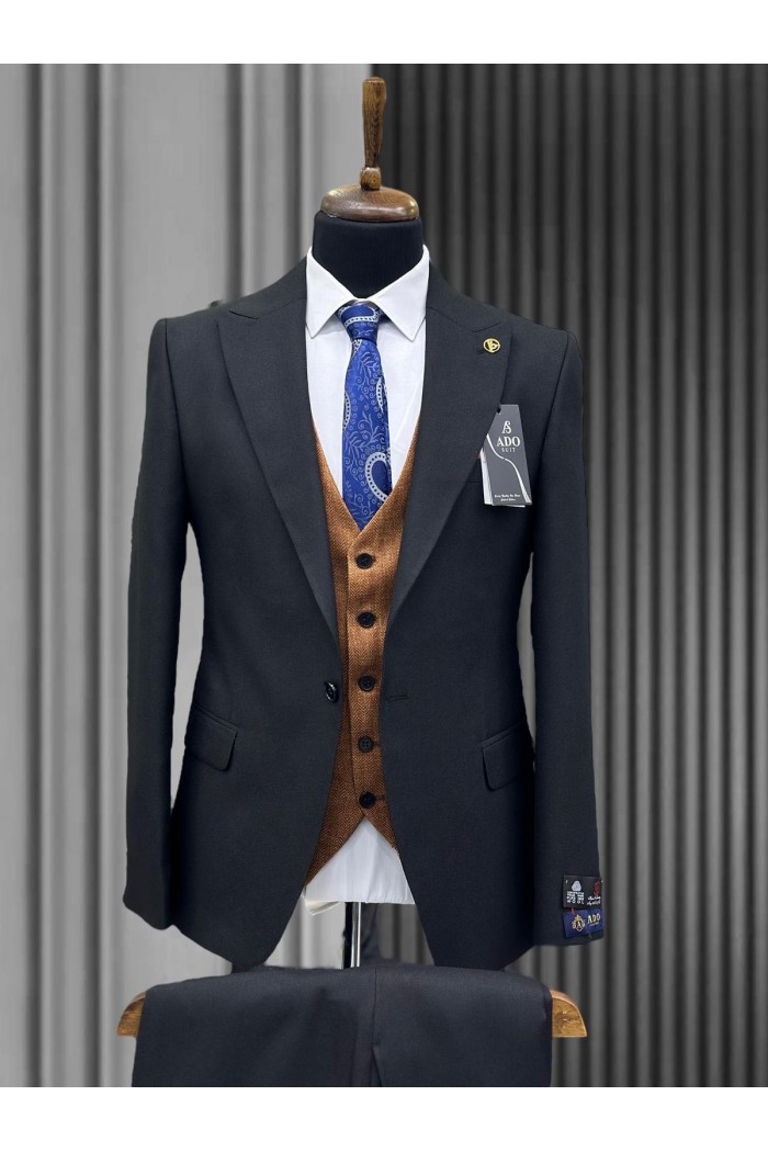 Alfa Suit Slim Fit Koyu Gri Düz Takım Elbise