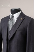 Alfa Suit Slim Fit Koyu Gri Düz Takım Elbise