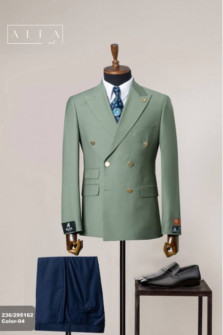 Alfa Suit Yeşil Kruvaze Takım Elbise | Modern Kesim, Zamansız Şıklık