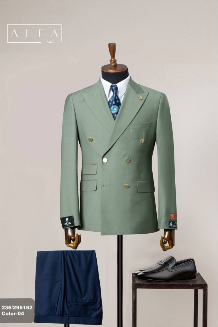 Alfa Suit Yeşil Kruvaze Takım Elbise | Modern Kesim, Zamansız Şıklık